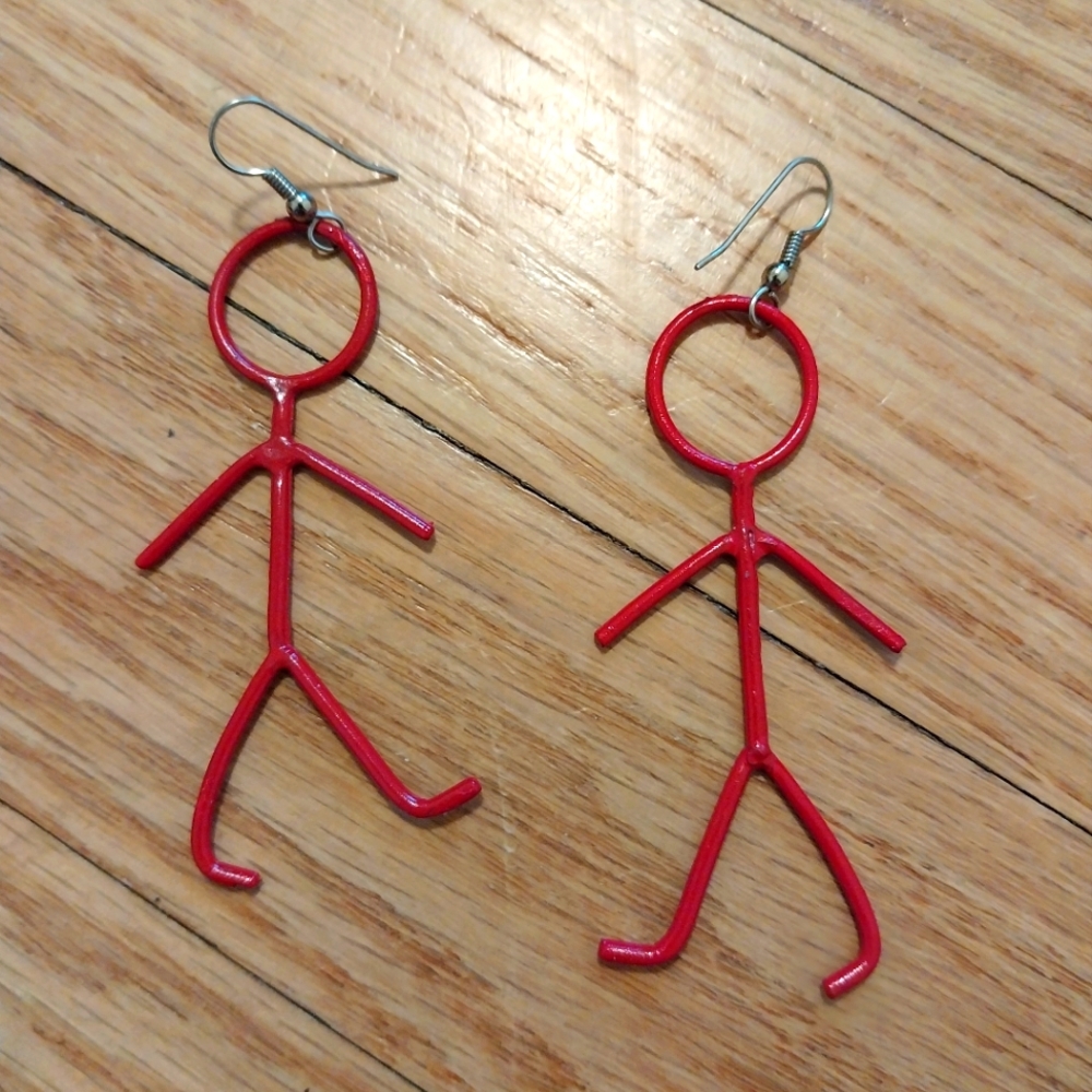 Fun vintage 80's stick-people earrings